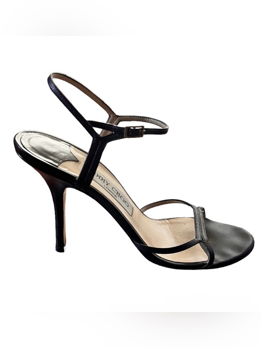 Jimmy Choo BLACK Nappa Heel Shoe  Strappy Sandals size 39